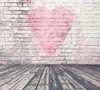 5x7ft vintage trägolv tegelvägg bakgrund Vinyl rosa färg hjärta form romantisk bröllop Valantins dag fotografi bakgrund