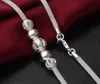 2017 Nueva marca de moda 925 chapados en plata Cadena de malla Collar de cuentas huecas Pulsera Hombre mujer Amantes pulsera collar Conjunto de joyas