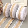 Party Supplies 2M Natural Jute Burlap Hessian Lace Ribbon Roll and White Lace Vintage Wedding Party Decorations Crafts Decorative 4504302