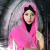 1PCイスラム教徒ヒジャーブ女性のためのスクエアスクエアターバンヒジャーブヘッドカバーシルキーサテンラップファッションスカーフイスラムバンダナブラックビッグS1126109