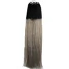 Extensions de cheveux micro anneau de cheveux brésiliens Ombre 1g 100g couleur 1b / extensions de cheveux gris argent argent