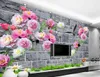 Peony Grid Wall TV Wall Decorative Painting muurschildering 3d behang 3d behang voor tv achtergrond