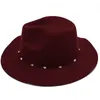 Claret Hut Kappe für Frauen Mode Dame Fedora Hüte mit Diamant Weibliche Flache Breite Krempe Jazz Caps Filz Trilby Herbst winter Neue GH-224