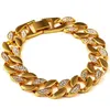 Bracciale prepotente a catena cubana con diamanti lucidi sovrapposti in oro 18 carati Hip Hop Bling