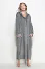 Kış Gri Polar Unisex Bornoz Peignoir Nightgowns Cornes Pijama Havlu Banyo Bornoz Kadın Erkek Için Bornoz Gübre Elbisesi XL-5XL