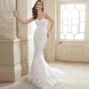 Sweetheart Applique Lace Mermaid bröllopsklänning med avtagbar tågkjol Två stycken Brudklänningar Robe de Soiree