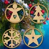 Lot de 4 décorations de Noël en bois, décorations de Noël, flocon de neige, ange, étoile pour arbre de Noël, décoration de fête festive.