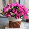 Mini fleur de pivoine artificielle en soie, 1 Bouquet, 5 têtes, fausse feuille, décor de jardin, de fête à domicile, de mariage, bleu ivoire rose pink5650467