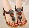 Großhandel Frauen Böhmen Folk Stil Schuhe Keile Handels Sandalen Handgemachte Perlen Sandalen Dame Kitten Heel lässige Sandalen Kostenloser Versand