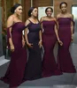 Plus Rozmiar Burgundy Druhna Suknie Syrena Off The Ramię Honor Gowns Wedding Guest Party Dress Custom