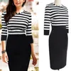 Vente en gros - New Women Girl Striped Bandage Bodycon Winter Casual Party Work Pencil Dress