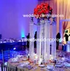 Metaal 5 Arm Crystal Table Top Candelabra / Verzilverd Candelabra Kandelaar 5 Hoofd / Kandelaar met Bloem Kom