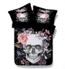 新しいヨーロッパのスタイルの頭蓋骨の花のデザインポリエステルの綿3個の寝具セット枕カバーフルキングスーパーキングサイズ401