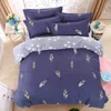 Groothandel- LUCKY TEXTIEL beddengoed set veer kingsize blauw dekbedovertrek laken koningin full size modren beddengoed volwassen raster streep bed set Beste kwaliteit