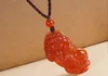 Natural red agate - hand-carved (amulet) to make a fortune. Pendant necklace pendant