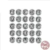 Wholesale Authentic 925 Sterling Silver Vintage Clear Letter Bead Charms Fit Pandora Women Charm Bracelets Silver Jewelry