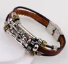 Tibetan silver men leather bracelet fashion male vintage parataxis dragon Multilayer bracelet men jewelry G132