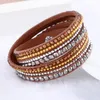 2017 Nieuwe Lederen Armband Strass Crystal Armband Wrap Multilayer Armbanden voor Dames Pulseras Mulher Jewelry G24