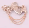 High Quality Alloy Double Butterfly Brooch Shiny Crystal Rhinestone Opal Scarf Brooches for Women Gold Chain Tassel Pins Bouquet Wedding Party Gifts