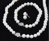 7-8mm Blanc Perle de Culture d'Eau Douce Bracelet Collier Boucles d'Oreilles Ensemble