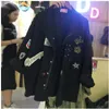 2021 새로운 패션 여성 청바지 자켓 긴 소매 대형 느슨한 자수 기본 자켓 코트 여성 캐주얼 걸스 아웃웨어 플러스 사이즈
