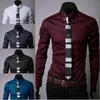 Atacado- moda masculina casual camisetas de manga comprida Tops-448E