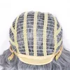 Woodfestival 할머니 회색 가발 옴 브레 짧은 물결 모양의 합성 머리 가발 곱슬 아프리카 계 미국인 여성 내열성 섬유 블랙