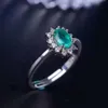 Classica fede nuziale principessa Diana anello con gemma di smeraldo naturale 4mm * 6mm 0,5 ct smeraldo massiccio gioielli in argento sterling 925 con smeraldi