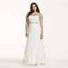 Crinkle Chiffon Draped Plus Size Wedding Dress Strapless Ruched Bodice Simple Elegant Bridal Gowns Beading Sash 9V3540