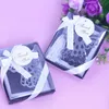 Vente en gros - 60 PCS Party Favor Ange Argent Métal Signet En Boîte Pour Baptême Bébé Douche Nuptiale Baptême Faveurs De Mariage Bomboniere