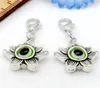 100pcs/lot Vintage Evil Eye Flower Charms lobster Clasp Dangle Pendant for Jewelry Making Diy 33x19mm