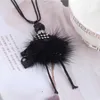 Wholesale-Modern Design Doll Necklace Long Chain Pendant Rhinestone Necklaces Women Girl Crystal Bag Statement Jewelry Feather Fitting