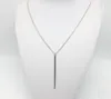 Femmes cadeau bijoux Simple argent plaqué or chaîne long collier lariat charme barre colliers pendentif collier