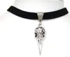 100pcs/lot Black 10mm Flat Faux Suede Cord Crow Raven Bird Skull Charms 13" Choker Necklace 38x13mm