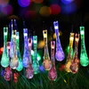 Światło świąteczne 20led LED String Lights Solar Power Bubble Rain Ball String Led Tube Light Xmas Wedding Party Wakacje Decor Oświetlenie Myy