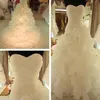 Real Image Wedding Dresses High Quality Ruched Top Sweetheart Neck Sleeveless Ruffles Skirt Lace-up Corset Back Organza Bridal Gowns Custom