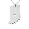 Индиана карта из нержавеющей стали подвесное ожерелье с любовью Heart State USA в географической карте ожерелья украшения для женщин и мужчин