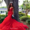 Hot Sale Mermaid Trouwjurk Red Sweetheart Backless Tiers Ruches Lange Dames Bruidsjurk Plus Size Custom Made Vestido de Noiva Longo