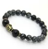 Hot Sale Smycken Snowflake Obsidian Antik Silver Buddha Bracelet Yoga Armband Nya produkter för Herr och Kvinnors Present