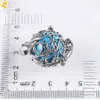 CSJA Vintage Silber zu öffnende Medaillon Charm Halskette Anhänger Eule Vogelkäfig Runde Naturstein Perle Kugel Schmuck für Männer Frauen Geschenk263C