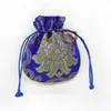 Happy Flower Silk Brocade Pouch Small Drawstring Smycken Förpackning Parfym Trinka Bag tom TEA Candy Presentväska Bröllopsfest Favo5983724