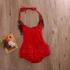 Infant Baby Girls Floral Strampler Set Neugeborenen Body Baby Girls Neckholder Strampler Kinder Overall Baumwolle Baby Kleidung