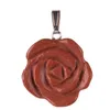 Chakra Natural Stones Quartz Agate Pärlor Reiki Healing Flare Rose Flower of Life Ambition Framgång Charms Pendant för Yoga Smycken Amulet