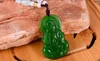 Jade hangers, handmatige sculptuur, Guanyin Bodhisattva (Talisman) groen. Kettinghanger