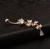 Sweet Navel Rings Shiny Crystal Bowknot Piercing Belly Button Rings For Women Body Piercing 18k Yellow Gold Plated Navel Fashion Jewelry