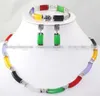 Mehrfarbiges Jade-Glieder-Halsketten-Armband-Ohrring-Set der Spitzenklasse