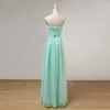 Pleated Long Chiffon Bridesmaid Dress Mint Green Floor Length Dress For Wedding Party New Robe Demoiselle D'Honneur