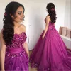 3D Floral Applique Quinceanera Dress Glamorous Purple Fluffy Ball Gown Evening Dresses Formal Prom Dresses Pretty Flowers Tulle Party Dress