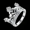 925 silver plating 10pcs Classic Mosaic crystal Crown ring 8# High-quality Silver Accessories LKNSPCR034303D