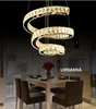 Lâmpadas LED Pingente de Cristal Moderna Regulável Espiral Luzes Pingente Luminária 3 Cores Dimming Lâmpada Pendurada Cafés Hotel Villa Casa Iluminação Interior